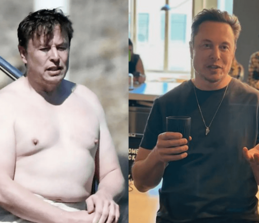 A side-by-side comparison of a man before and after significant weight loss.