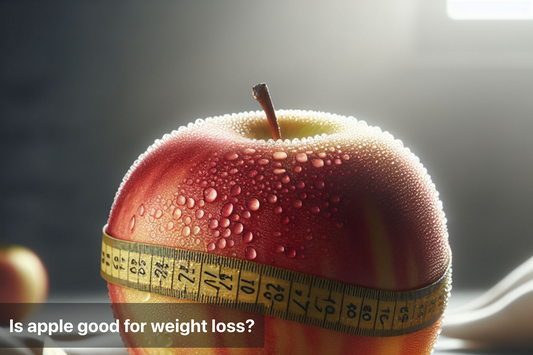 Bright and fresh apple with a measuring tape around it, symbolizing weight loss benefits.