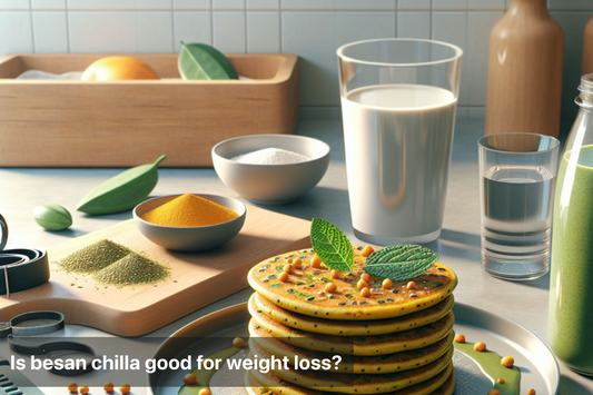 Healthy besan chilla served with ingredients for weight loss