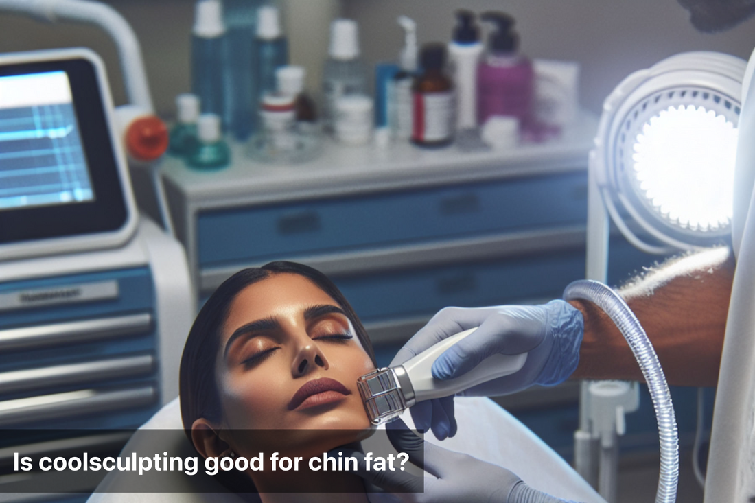 Patient undergoing CoolSculpting treatment for chin fat