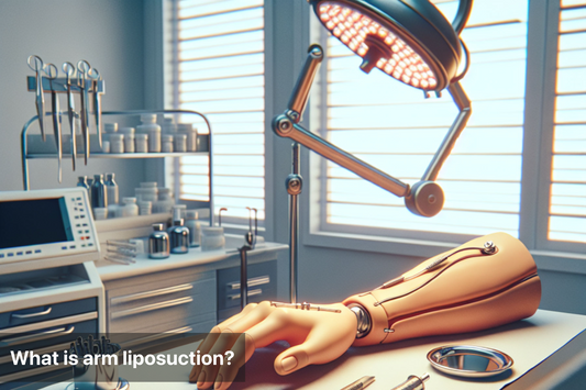 Image depicting arm liposuction procedure in a clinical setting