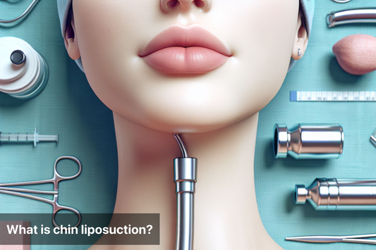 Chin liposuction procedure with tools and mannequin