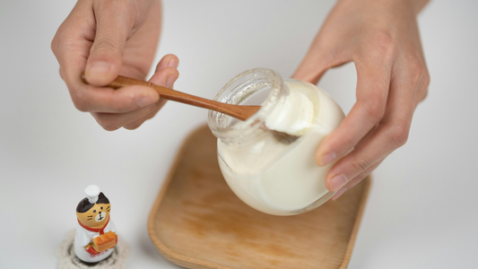 a jar of set yogurt as probiotic