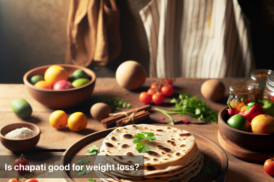 A spread of chapati with fresh vegetables and fruits for weight loss