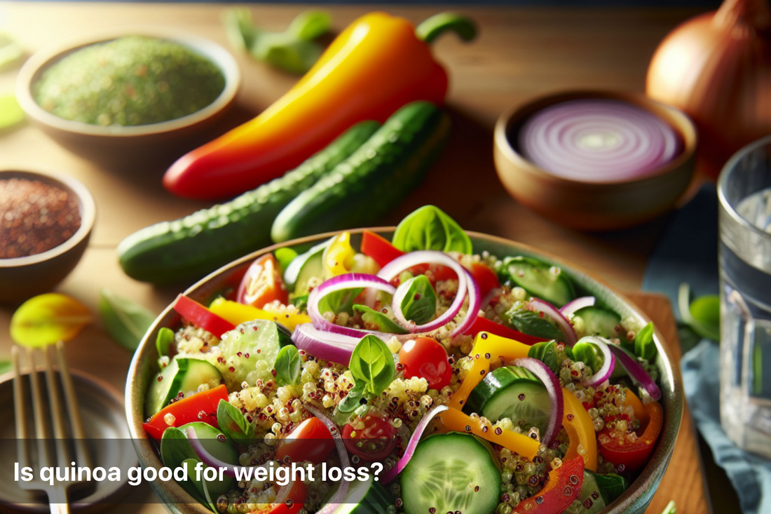 A colorful quinoa salad with fresh vegetables promoting weight loss