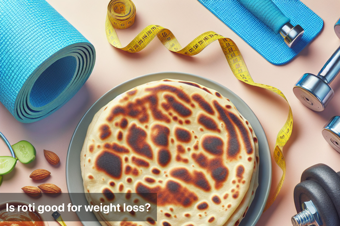 Flatbread surrounded by fitness gear, symbolizing healthy eating.