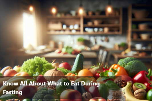 A variety of healthy foods and vegetables to eat during fasting