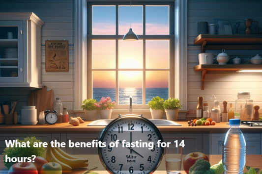 A kitchen with a clock showing time, symbolizing 14-hour fasting benefits.