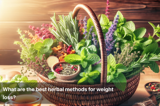 A basket filled with fresh herbs for herbal weight loss methods and nutrition.