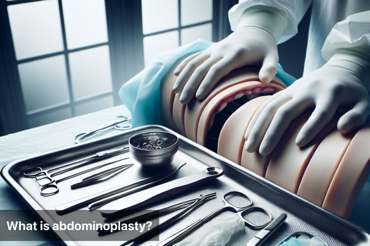 Surgical tools used in abdominoplasty procedure