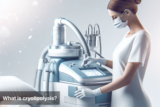 A professional using a cryolipolysis machine for fat reduction treatment.