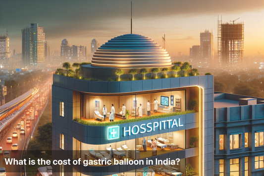 A futuristic hospital building representing gastric balloon surgery options in India.