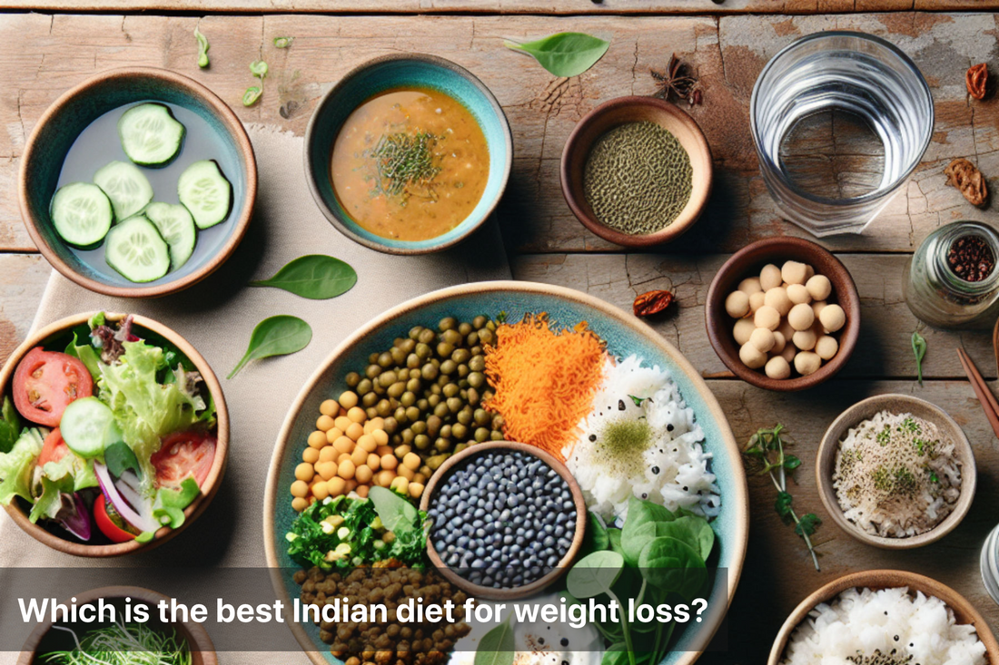 Healthy Indian diet plan for weight loss with vibrant dishes and ingredients