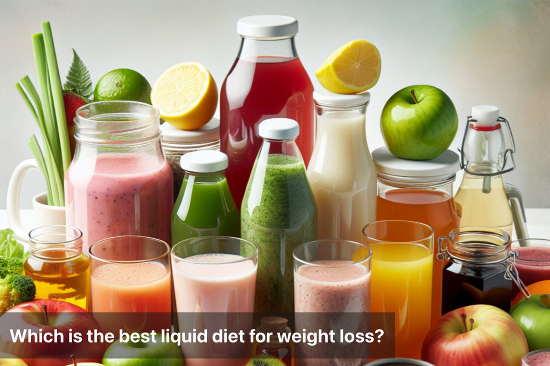 A variety of healthy drinks for a liquid diet aimed at weight loss.