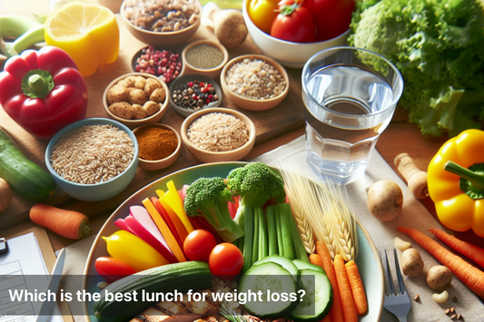 Healthy food options for weight loss lunch including vegetables and grains